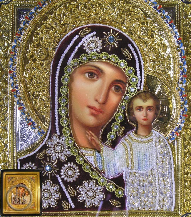 Photo - Virgin of Kazan, Enameled Hand Written (Painted) Icon