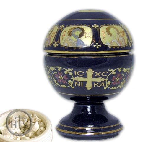 Image - Sphere Incense Container with Icons, Blue
