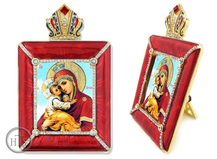Picture - Virgin Mary Pochaevskaya Icon in Square Style Frame with Stand