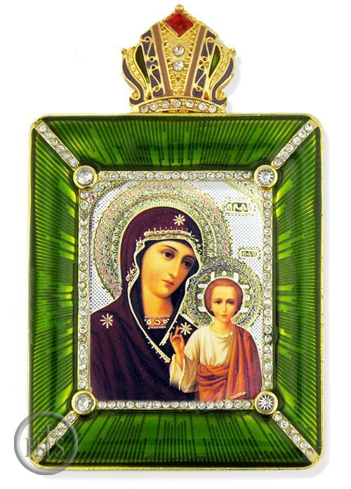 HolyTrinityStore Image - Virgin of Kazan Icon in Square Style Frame with Stand