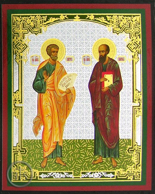 HolyTrinityStore Picture - SS Peter and Paul, Orthodox Gold Foil Mini  Icon