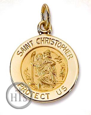 Product Picture - St. Christopher Round Gold Medal, 14 KT