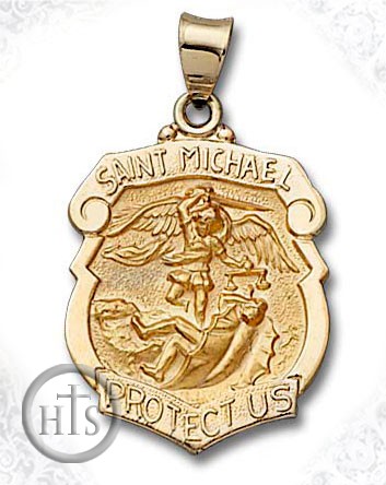 Product Picture - St. Michael Hollow Shield Medal, 14 KT Gold