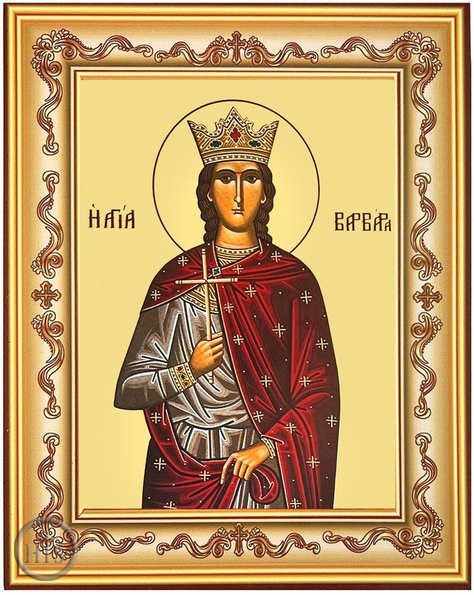Product Image - Saint Barbara The Great Martyr, Byzantine Icon in Frame