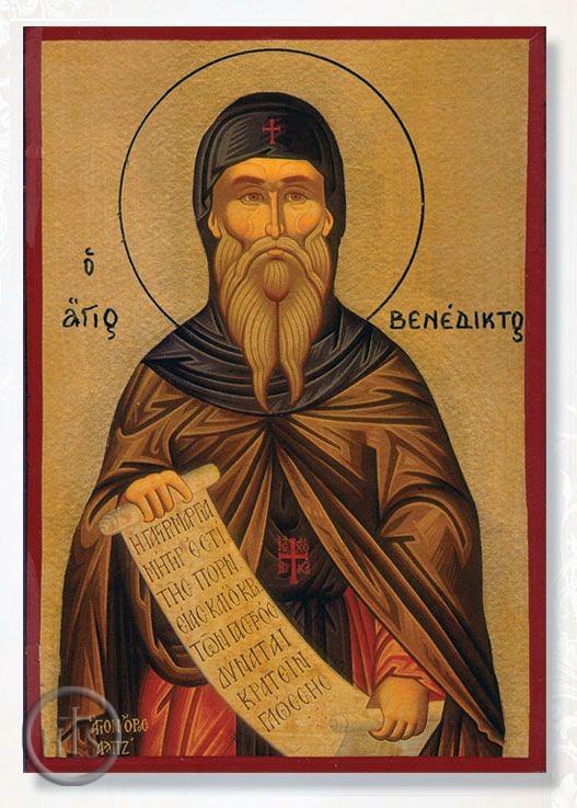 HolyTrinityStore Picture - St. Benedict, Orthodox Icon, Made in Greece 