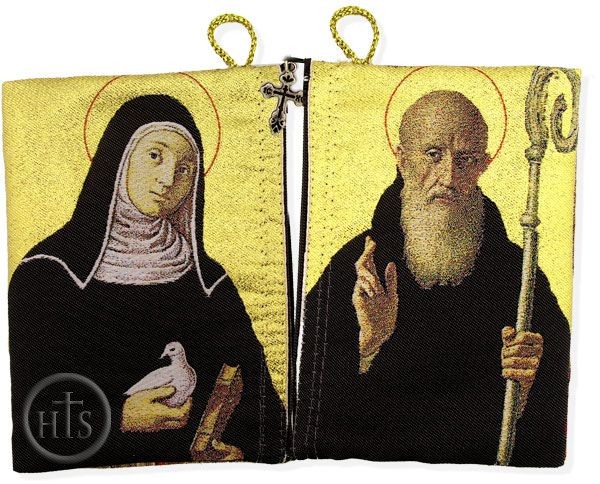 HolyTrinityStore Picture - St Benedict & St Shcolastica Rosary Icon Pouch