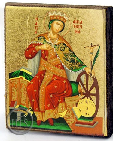 HolyTrinityStore Image - St. Martyr Ekaterina, Serigraph Mini Icon, Bronze Leaf