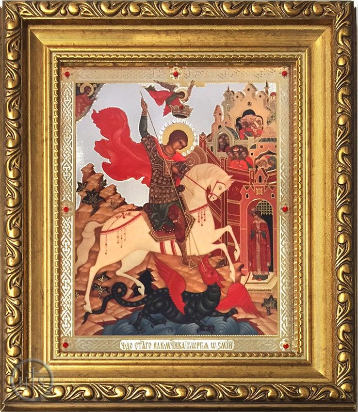 Product Image - St George, Framed Orthodox  Icon with Crystals and Glass