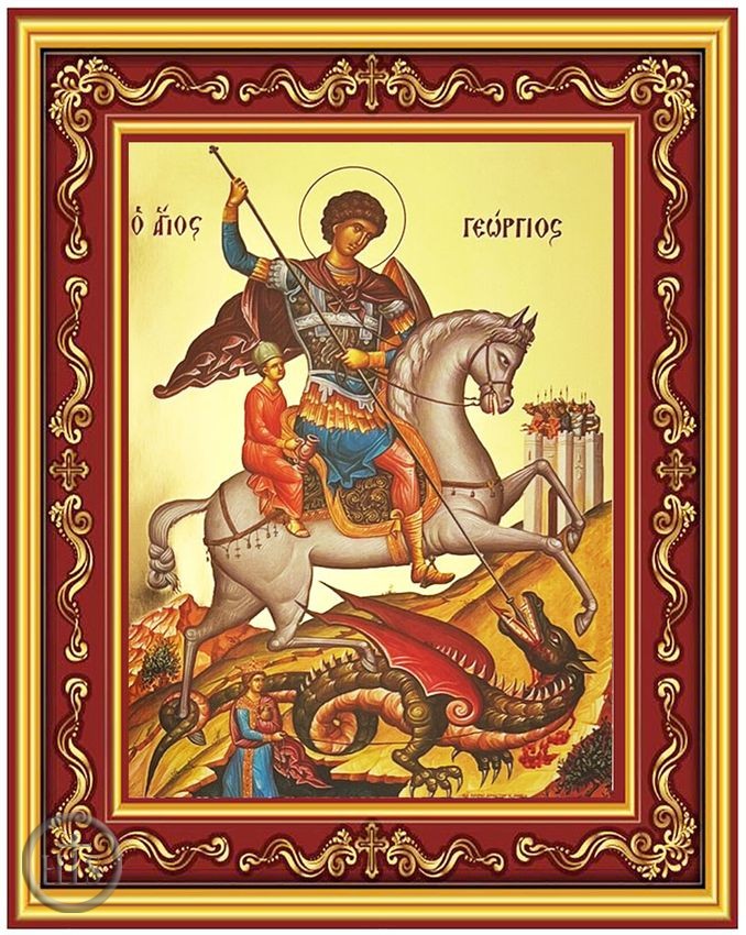 HolyTrinity Pic - Saint George, Greek Orthodox Icon in Frame