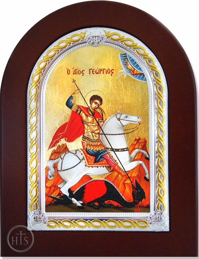HolyTrinityStore Photo - St. George, Serigraph   Orthodox  Icon in Wooden Frame