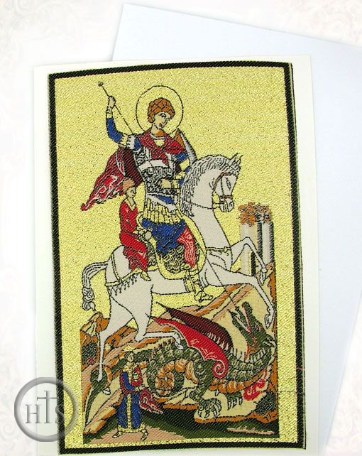 HolyTrinity Pic - St George, Tapestry Icon Greeting Card with Envelope