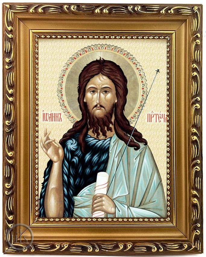 HolyTrinityStore Photo - St John the Baptist (the Forerunner), Wooden Frame Orthodox Icon with Stand