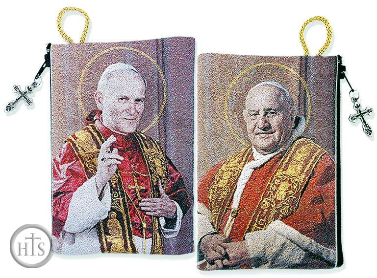 HolyTrinityStore Image - St John XXIII & St John Paul II, Two Sided Rosary Pouch Case