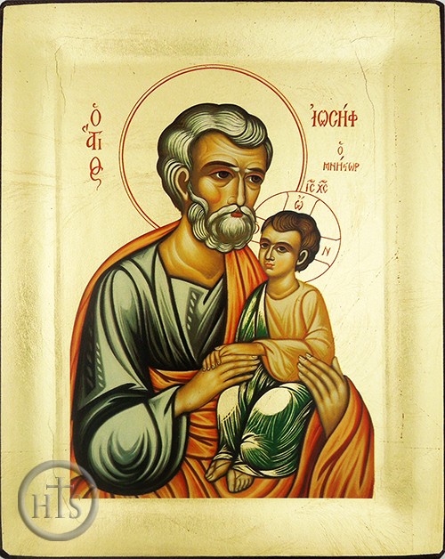 Pic - St Joseph & Christ, Serigraph Icon with Stand