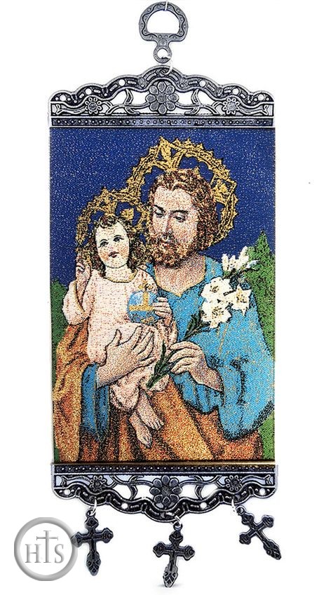 HolyTrinityStore Image - Saint Joseph,  Tapestry Icon Banner, ~10