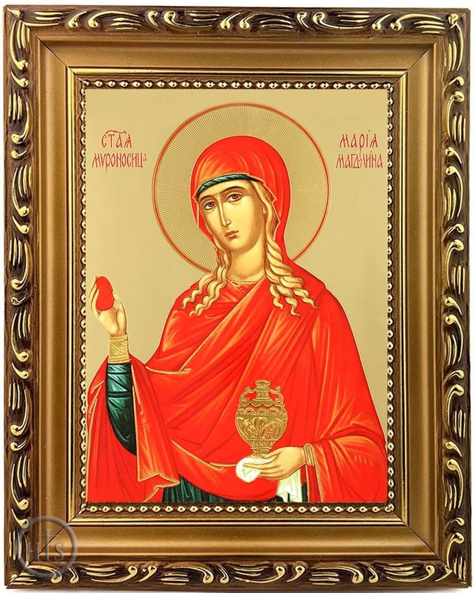 Product Picture - Saint Mary Magdalene, Wooden Frame Orthodox Icon with Stand