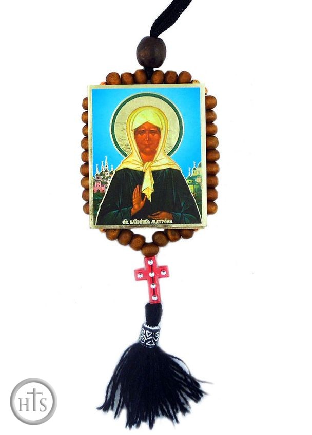 HolyTrinityStore Picture - Saint Matrona, Beaded Icons on Rope 