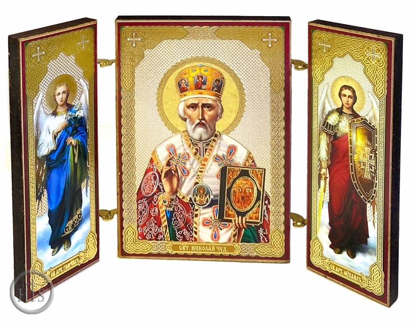 Product Pic - Saint Nicholas / Archangels Michael and Gabriel, Mini Triptych