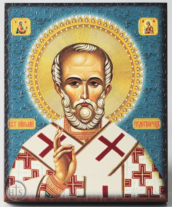 Image - Saint Nicholas, Embossed Printing on Wood Orthodox Icon