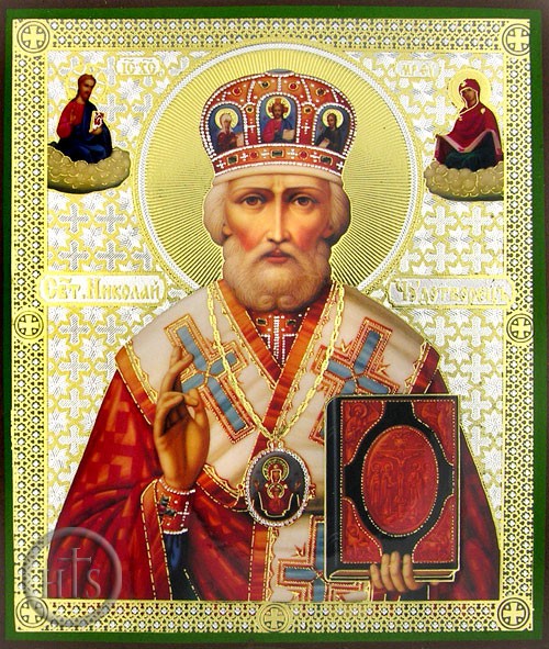 HolyTrinityStore Picture - St. Nicholas, Gold / Silver Foiled Orthodox Icon