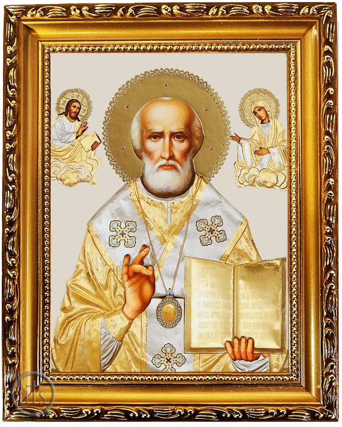 Product Image - Saint Nicholas, Wooden Frame Orthodox Icon with Stand