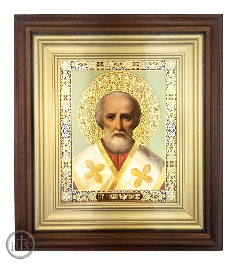 Product Pic - St. Nicholas The Wonderworker Orthodox Framed Icon with Glass