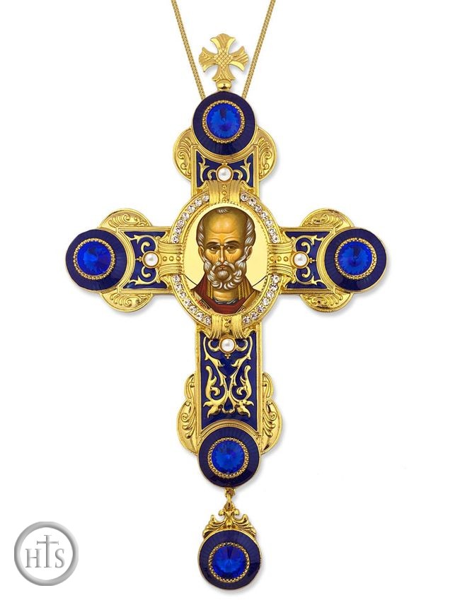 Product Pic - Saint Nicholas, Greek Icon in Byzantine Styled Cross Ornament
