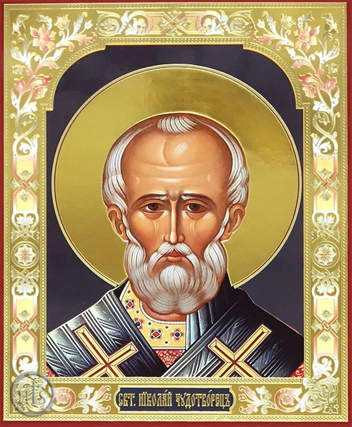 Product Photo - St. Nicholas The Wonderworker,  Gold & Silver Foiled Icon