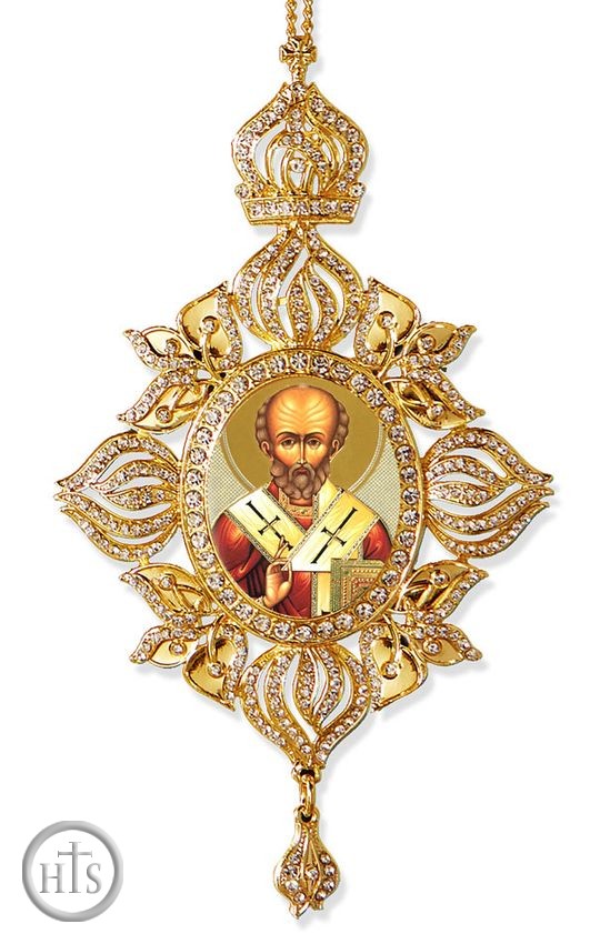Product Picture - Saint Nicholas, Framed Icon Ornament, Byzantine Style