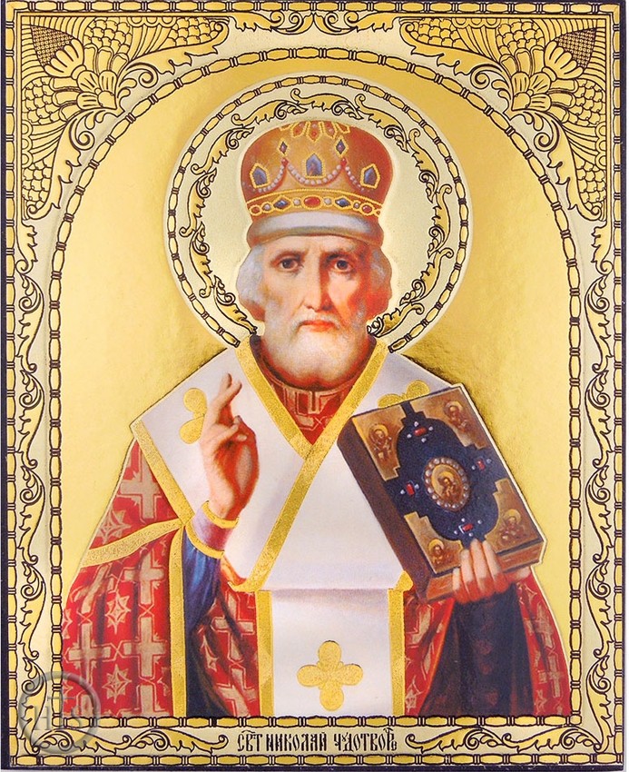 Photo - St. Nicholas The Wonderworker, Gold Foiled  Orthodox  Christian Icon