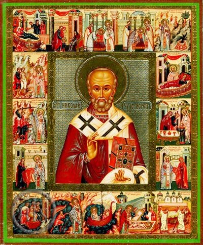 HolyTrinityStore Picture - St Nicholas the Wonderworker,  Orthodox  Vita Icon