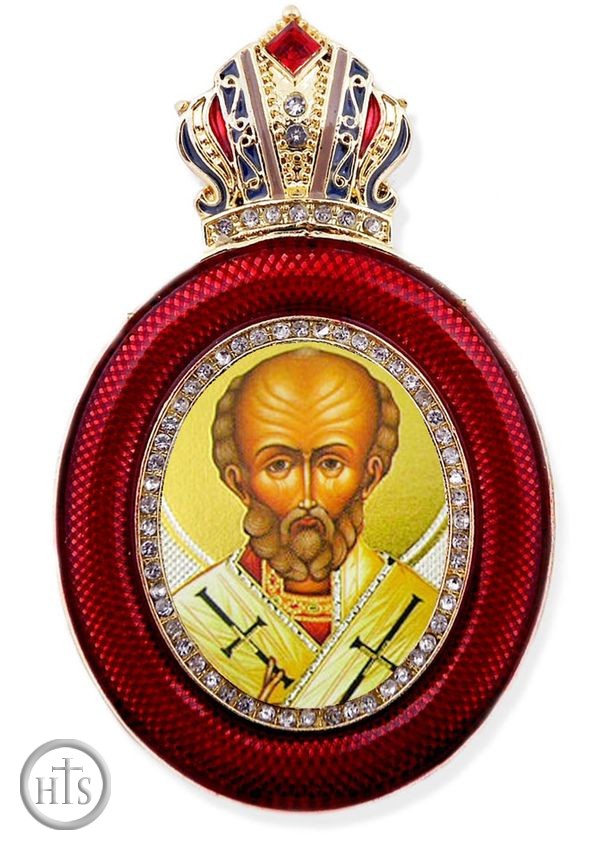 Picture - St. Nicholas, Egg Shaped Framed Ornament Icon 