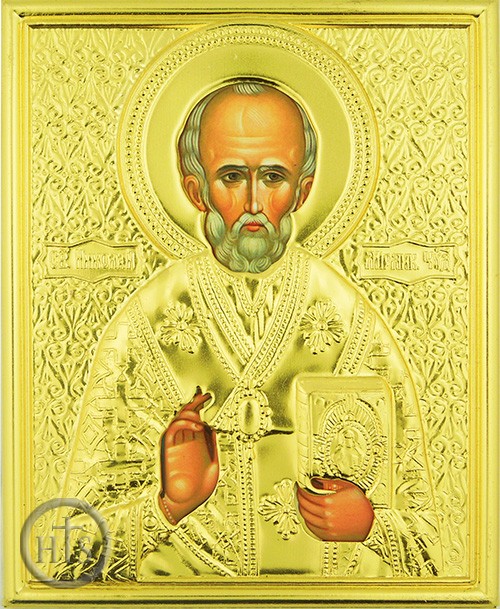 HolyTrinityStore Picture - St. Nicholas the Wonderworker, Orthodox Christian Riza Icon, Small