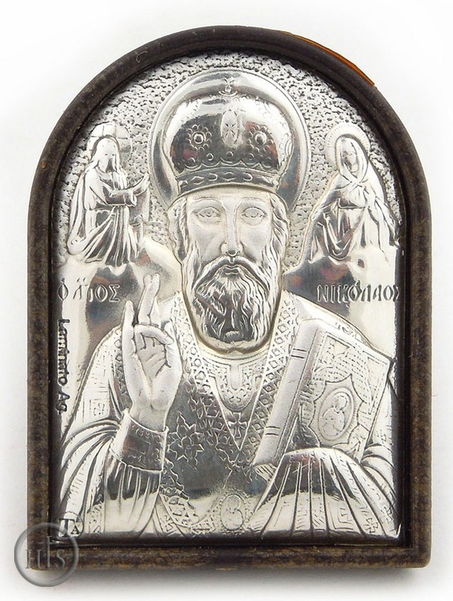 Photo - St. Nicholas the Wonderworker, Silver Mini Icon with Stand