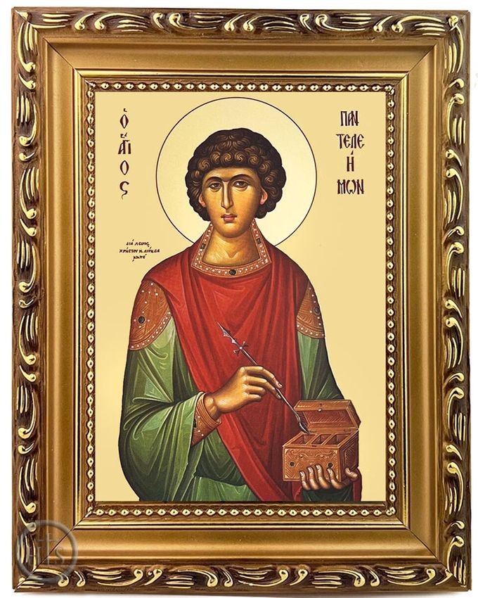 Image - Saint Panteleimon The Healer, Wooden Frame Byzantine Greek Icon