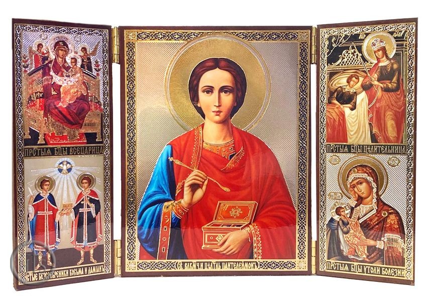 Product Photo - Saint Panteleimon (The Healer),  Triptych Orthodox Icon