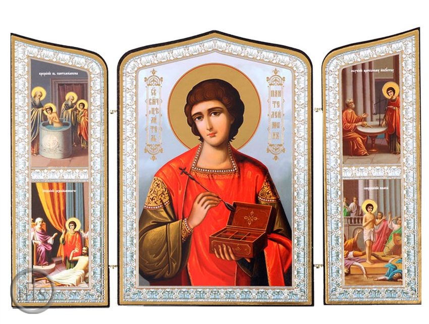 Picture - Saint Panteleimon (The Healer),  Triptych Orthodox Icon