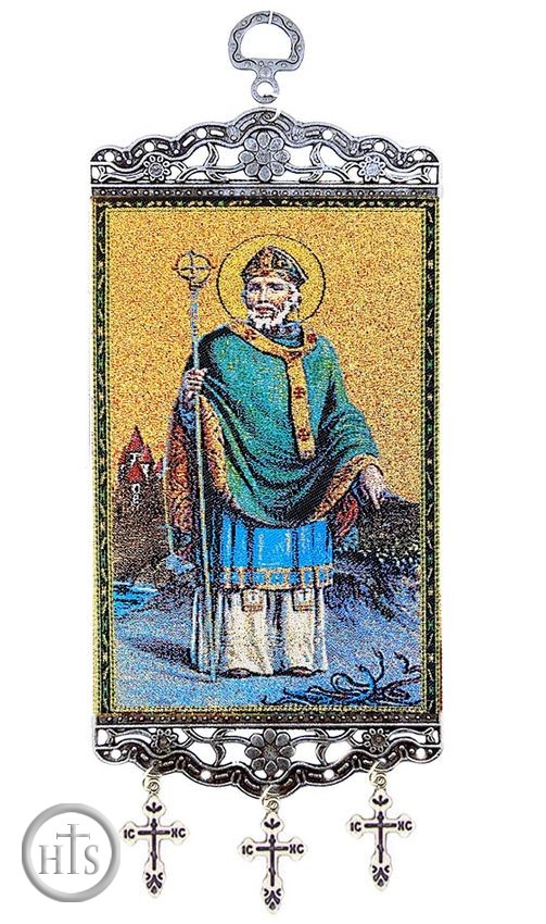 HolyTrinityStore Picture - Saint Patrick, Tapestry Icon Banner, ~10