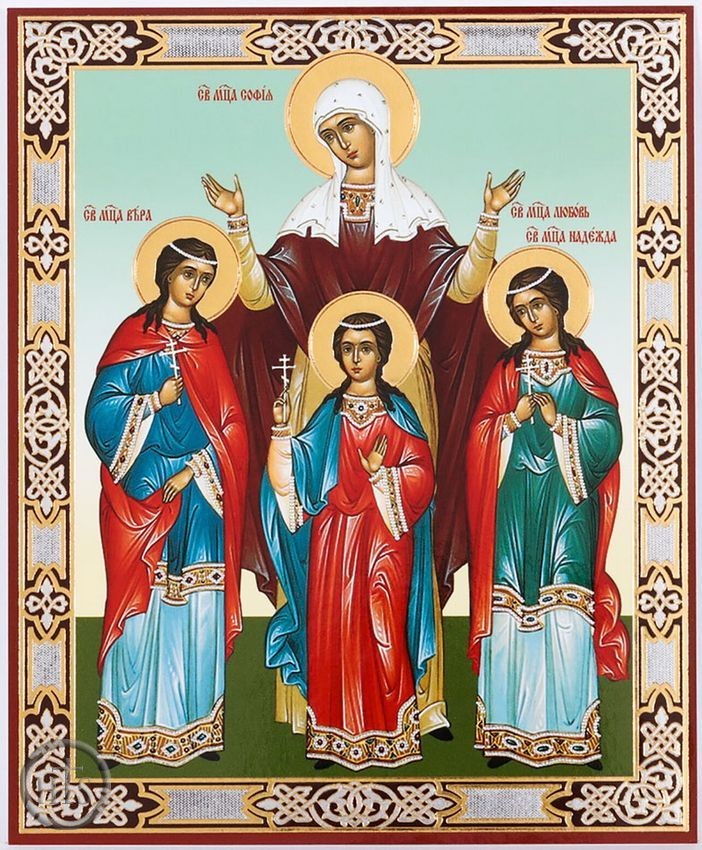 HolyTrinityStore Picture - Saint Sophia and Daughters, Orthodox Gold Foil Mini Icon