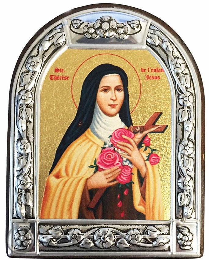 Product Image - St. Therese of the Child Jesus, Serigraph  Icon in Brushed Metal Frame