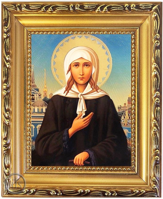 Product Image - Saint Xenia of St Petersburg, Wooden Frame Orthodox Icon with Stand