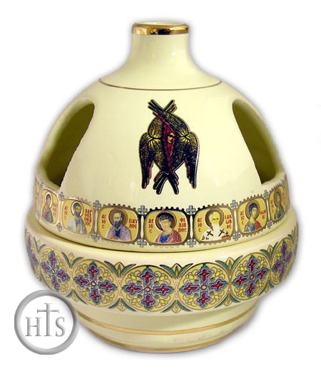 HolyTrinityStore Photo - Ceramic Standing Oil Lamp with Top, Heat Proof ,   Cream