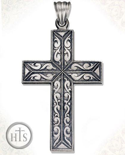 Product Photo - Sterling Silver Cross with Antiqued Finish,  2  1/2