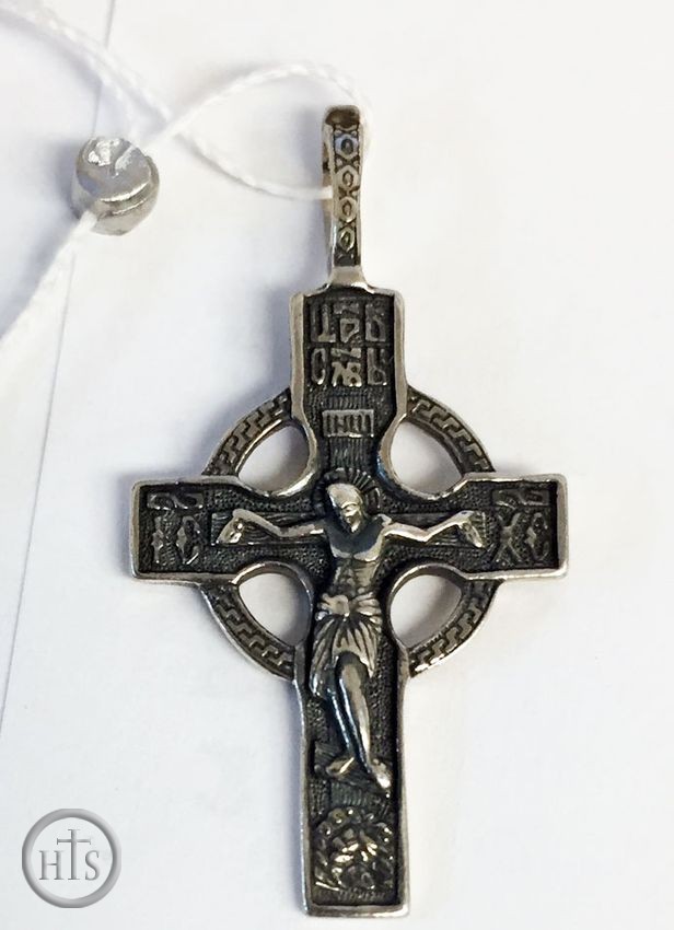 HolyTrinityStore Picture - Sterling Silver Cross with Corpus Crucifix, Prayer On The Back Side.