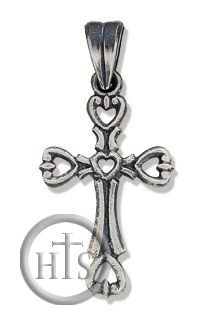 Pic - Sterling Silver Cut Out Cross with Antiqued Finish, 1 1/16