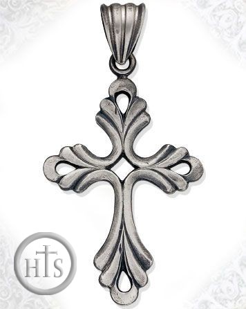 Product Pic - Sterling Silver Cut Out Cross with Antiqued Finish, 1 1/2