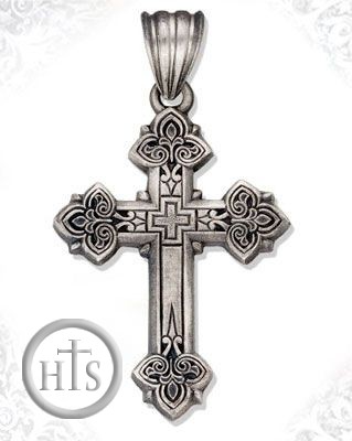 Product Photo - Sterling Silver Cross with Antiqued Finish, 1 5/8