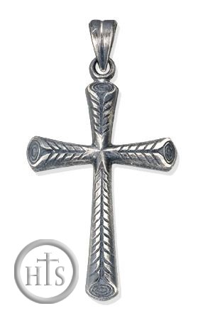Pic - Sterling Silver Cross with Antiqued Finish, 1 3/4
