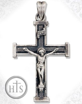 HolyTrinityStore Picture - Sterling Silver Crucifix with Antique Finish, 1 7/8