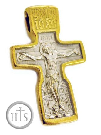 HolyTrinityStore Photo - Crucifixion Sterling Silver Gold Plated Reversible Cross